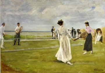 three women at the table by the lamp Painting - tennis game by the sea 1901 Max Liebermann German Impressionism